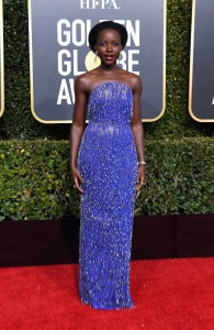 Lupita Nyong'o in Calvin Klein arrives for the 76th annual Golden Globe Awards on January 6, 2019.