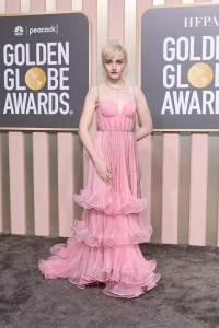 Julia Garner in Gucci attends the 80th Annual Golden Globe Awards at The Beverly Hilton on January 10, 2023.