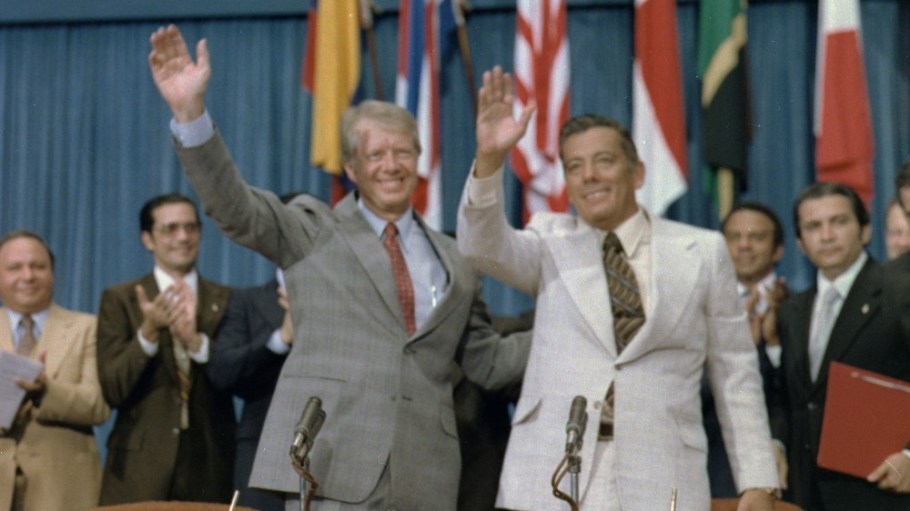Jimmy Carter and Omar Torrijos at the signing of the Panama Canal Treaty, June 1978.