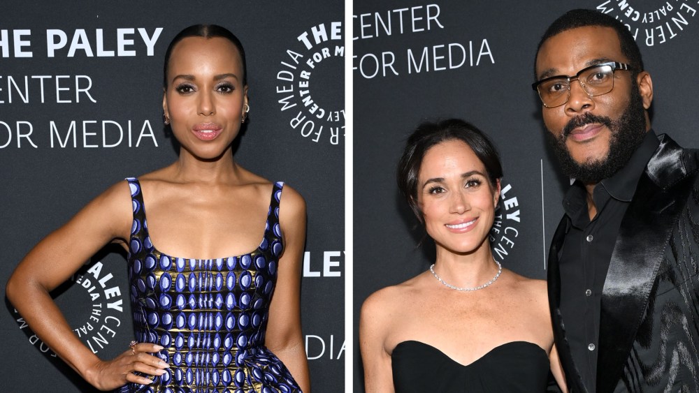 (L-R): Kerry Washington, Meghan, Duchess of Sussex, Tyler Perry at The Paley Gala Honoring Tyler Perry at Beverly Wilshire, A Four Seasons Hotel on December 4, 2024 in Los Angeles, California.