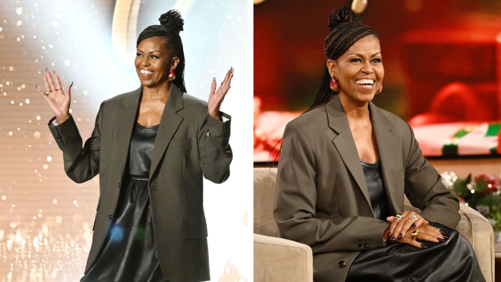 Michelle Obama on "The Jennifer Hudson Show." bottega veneta leather dress