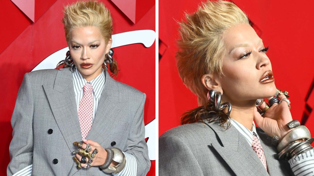 Rita Ora with a bleached mullet at the 2024 Fashion Awards in London