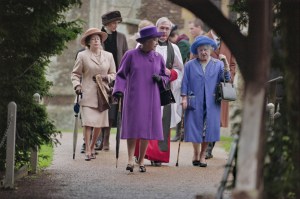 British Royals Diana, Princess of Wales, wearing a brown coat with black trim and a matching winter hat, Princess Margaret, Queen Elizabeth II and Queen Elizabeth The Queen Mother attend the Christmas Day service at St Mary Magdalene Church on the Sandringham Estate in Sandringham, Norfolk, England, 25th December 1994.