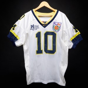 Brady’s jersey worn during his final game at the University of Michigan.