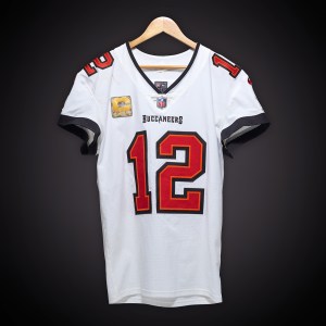 Tom Brady ‘100,000 Career Passing Yards’ 2022 Tampa Bay Buccaneers Home Game Worn Jersey