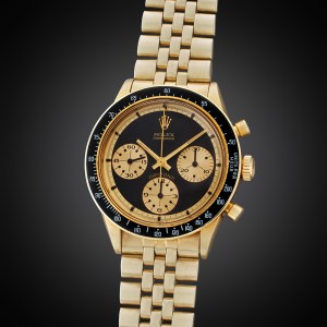 A yellow gold chronograph wristwatch with bracelet, Owned and Worn by Tom Brady, Circa 1969