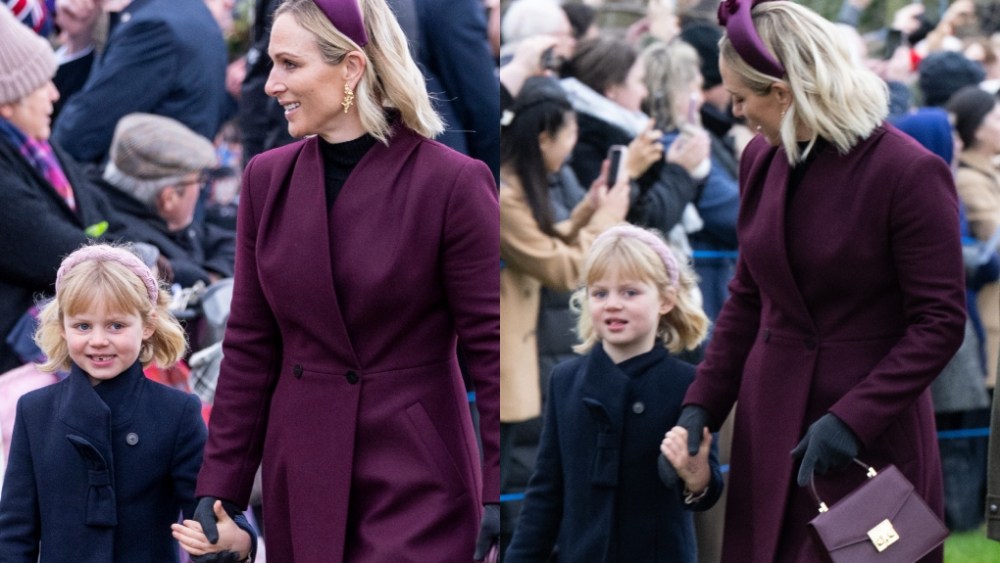 Zara Tindall and Lena Tindall attend the Christmas Morning Service at St Mary Magdalene Church.