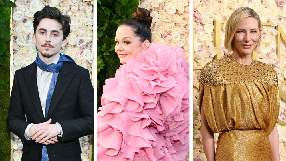 (L-R): Timothee Chalamet, Melissa McCarthy and Cate Blanchett at the 2025 Golden Globes, worst dressed