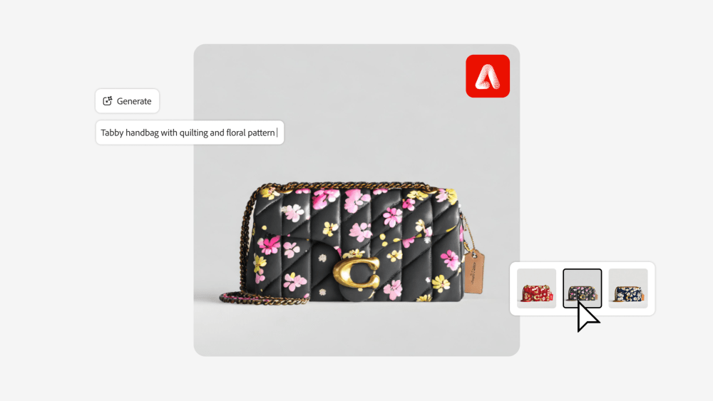 A digital twin of a Coach bag created through Adobe Firefly.