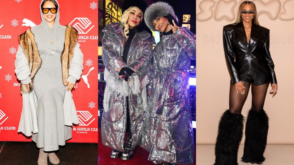 Rihanna at the Boys & Girls Club of Harlem on Dec. 5, 2024; Tionne “T-Boz” Watkins and Rozanda “Chilli” Thomas on "Dick Clark's New Year's Rockin' Eve with Ryan Seacrest"; and Ciara at the opening of the Skims store in New York City on Dec. 12, 2024.