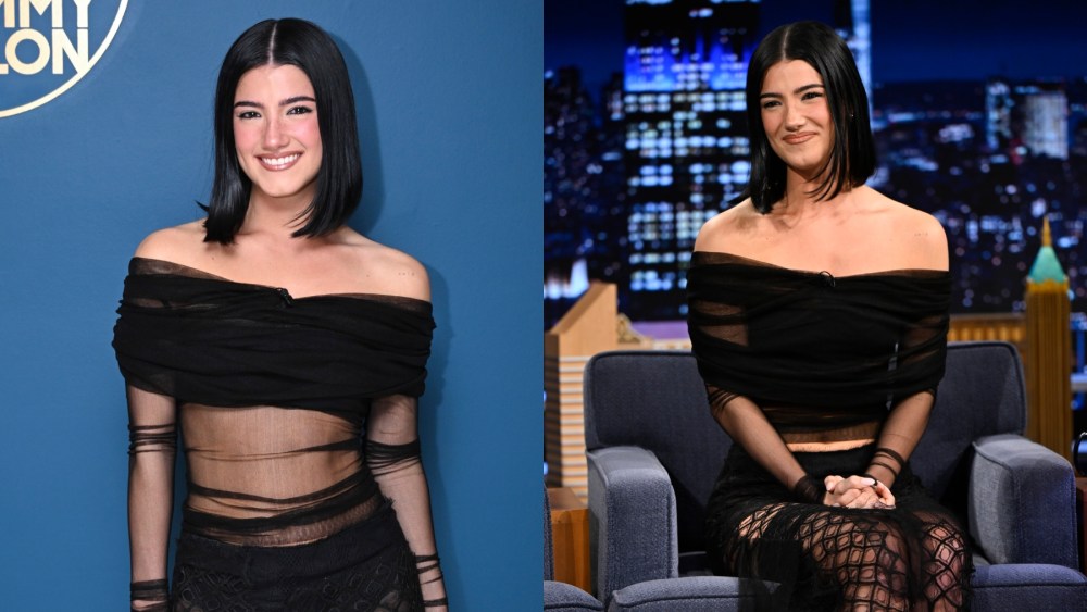 Charli D'Amelio on "The Tonight Show Starring Jimmy Fallon" on Jan. 6, sheer dress, see-through fashion trends photos