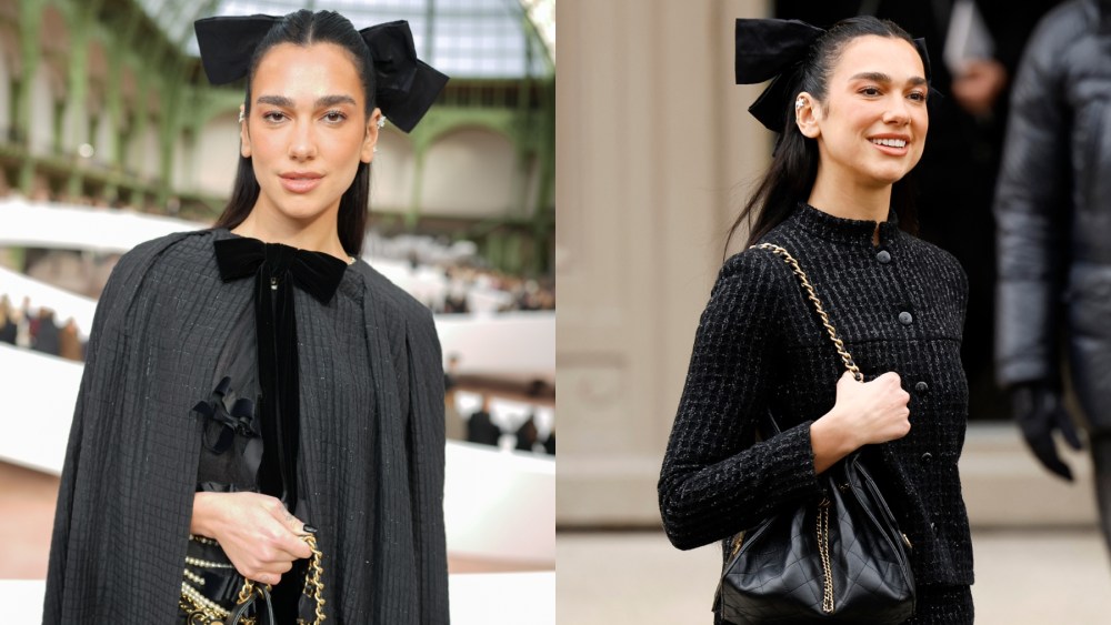 Dua Lipa at Chanel's spring 2025 couture fashion show on Jan. 28 in Paris, bows