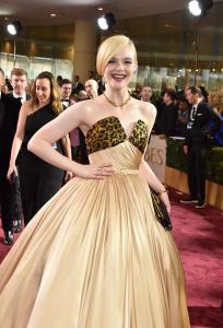 Elle Fanning during the 82nd Annual Golden Globes held at The Beverly Hilton on January 05, 2025 in Beverly Hills, California.
