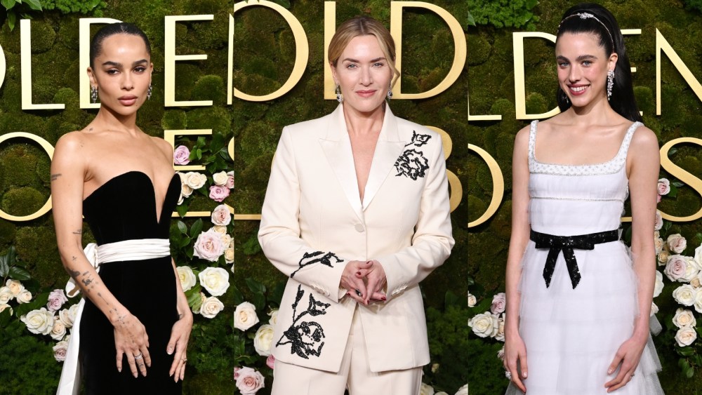 Zoë Kravitz, Kate Winslet and Margaret Qualley at the 2025 Golden Globes on Jan. 5 in Beverly Hills, trends, black and white, Erdem, Chanel, Saint Laurent