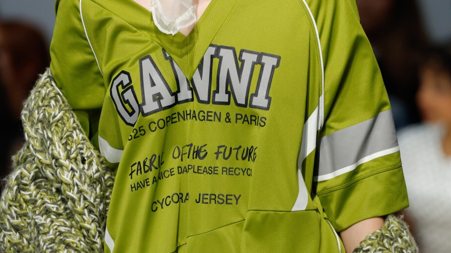 GANNI 2024 PFW Show featuring a dress made with Cycora material.