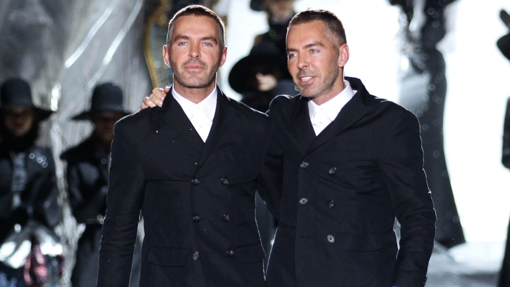 MILAN, ITALY - FEBRUARY 28:  Dean and Dan Caten acknowledge the applause of the audience after the DSquared2 fashion show as part of Milan Fashion Week Womenswear Autumn/Winter 2011 on February 28, 2011 in Milan, Italy.  (Photo by Vittorio Zunino Celotto/Getty Images)