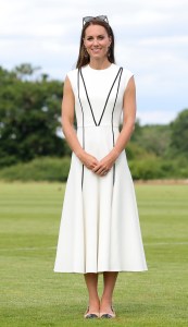 WINDSOR, ENGLAND - JULY 06: Catherine, Duchess of Cambridge attends the Royal Charity Polo Cup 2022 at Guards Polo Club during the Outsourcing Inc. Royal Polo Cup at Guards Polo Club, Flemish Farm on July 06, 2022 in Windsor, England. (Photo by Chris Jackson/Getty Images for TLA Worldwide)