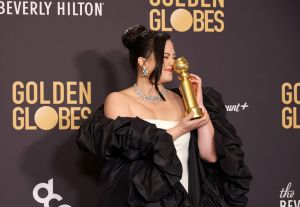 BEVERLY HILLS, CALIFORNIA - JANUARY 07: Lily Gladstone, winner of the Best Performance by a Female Actor in a Motion Picture – Drama award for "Killers of the Flower Moon," poses in the press room during the 81st Annual Golden Globe Awards at The Beverly Hilton on January 07, 2024 in Beverly Hills, California. (Photo by Amy Sussman/Getty Images)