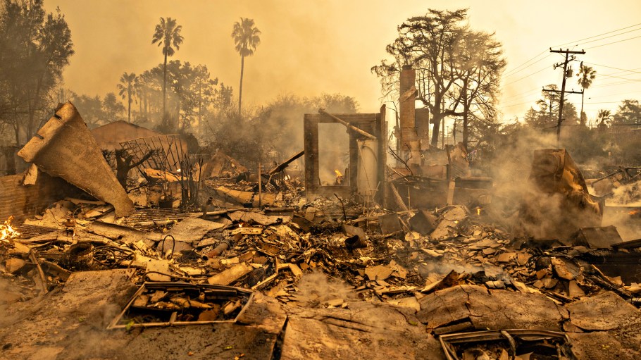 The remains of a home lost in the Eaton fire on Jan. 8, 2025 in Altadena, Calif.