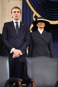 WASHINGTON, DC - JANUARY 20: Barron Trump and Melania Trump attend the inauguration of U.S. President-elect Donald Trump in the Rotunda of the U.S. Capitol on January 20, 2025 in Washington, DC. Donald Trump takes office for his second term as the 47th president of the United States. (Photo by Chip Somodevilla/Getty Images)