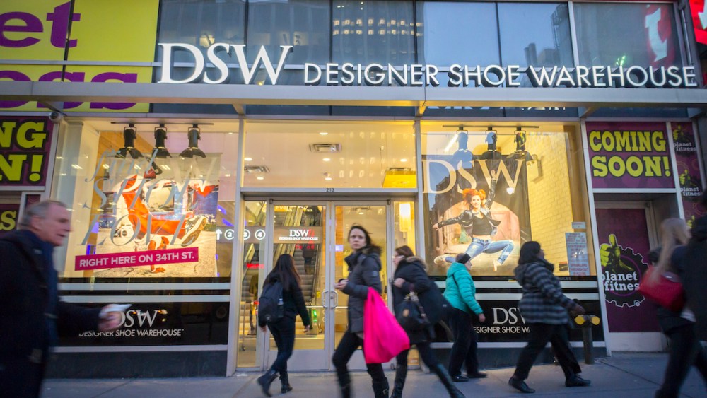 A DSW shoe store in Herald Square in New York on Tuesday, March 17, 2015. DSW announced that they will be expanding their offerings of children's footwear hoping to make loyalty shoppers out of them when they grow up. (© Richard B. Levine) (Photo by Richard Levine/Corbis via Getty Images)