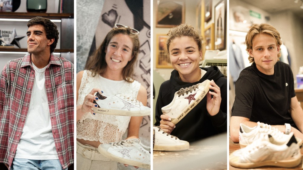 Golden Goose's new brand ambassadors Juan Lebrón, Marta Ortega, Jasmine Paolini and Zizou Bergs.