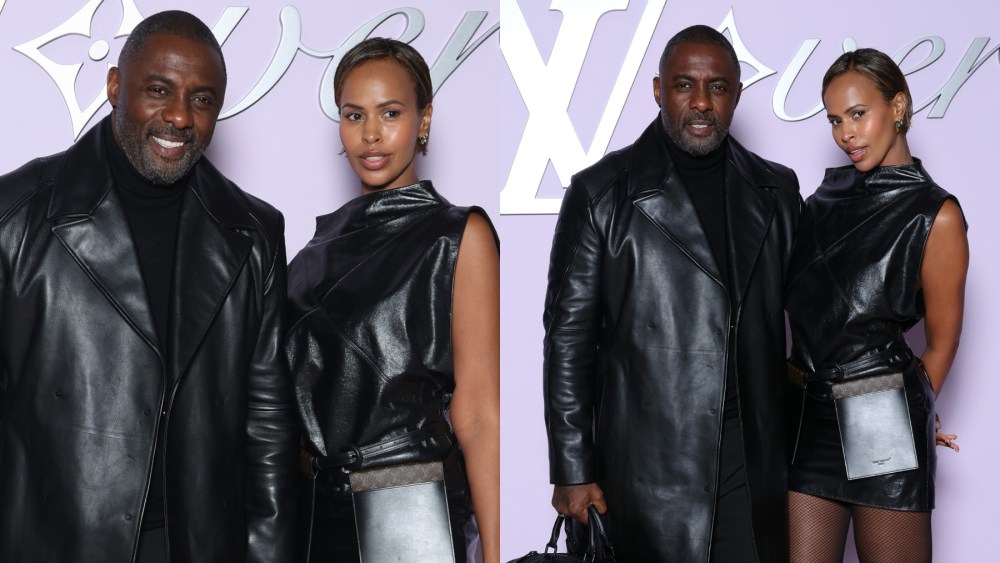 Idris Elba and Sabrina Elba attend the Louis Vuitton menswear fall 2025 fashion show on Jan. 21 in Paris, leather, fashion week