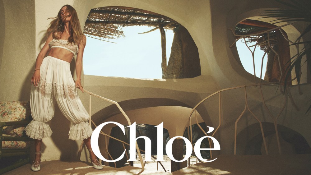 A look from Chloé's summer campaign, starring model Rianne Van Rompaey.
