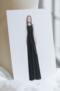 Sketch of Jodie Foster's Dior gown for the Golden Globes 2025.