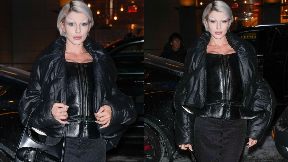 Julia Fox arrives to "Watch What Happens Live" on Jan. 21 in New York, ballet flat purse, Lado Bokuchava