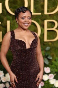 BEVERLY HILLS, CALIFORNIA - JANUARY 05: Quinta Brunson attends the 82nd Annual Golden Globe Awards at The Beverly Hilton on January 05, 2025 in Beverly Hills, California. (Photo by Matt Winkelmeyer/WireImage)
