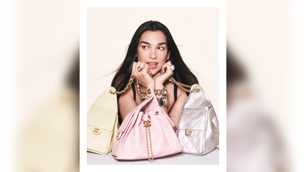 Dua Lipa in the campaign for the Chanel 25 handbag