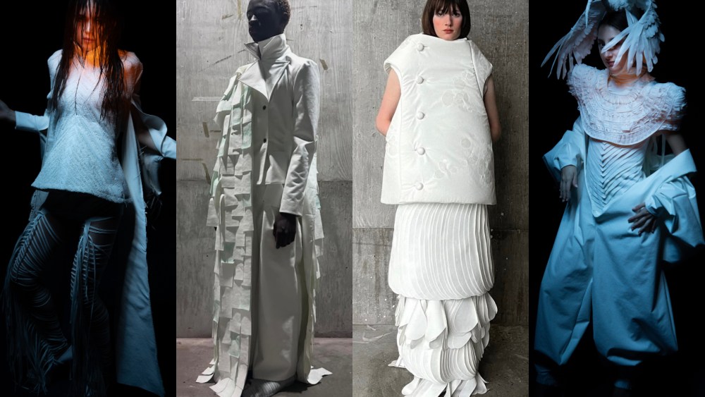From left to right Reset Show looks from Stylianos Kamperis, Gannon Falconer, Milo Leep, and Paolo Bensimon.