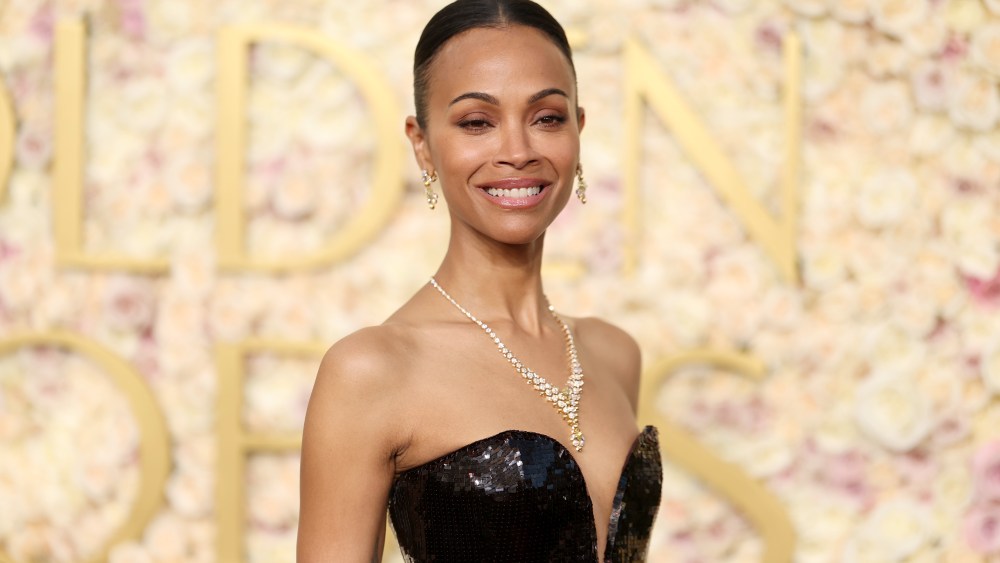 BEVERLY HILLS, CALIFORNIA - JANUARY 05: Zoe Saldana attends the 82nd Annual Golden Globe Awards at The Beverly Hilton on January 05, 2025 in Beverly Hills, California. (Photo by Matt Winkelmeyer/WireImage)
