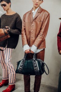 Backstage at Prada Men's Fall 2025 Ready-to-Wear Collection at Milan Fashion Week