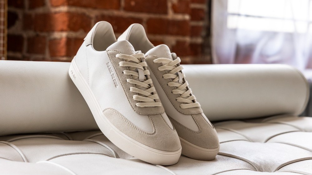 The Clae x Vuori Deane sneaker in triple off-white.