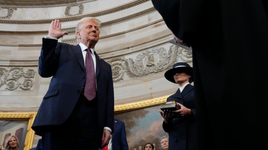 Donald Trump is sworn in as the 47th president of the United States at the U.S. Capitol in Washington, Monday, Jan. 20.