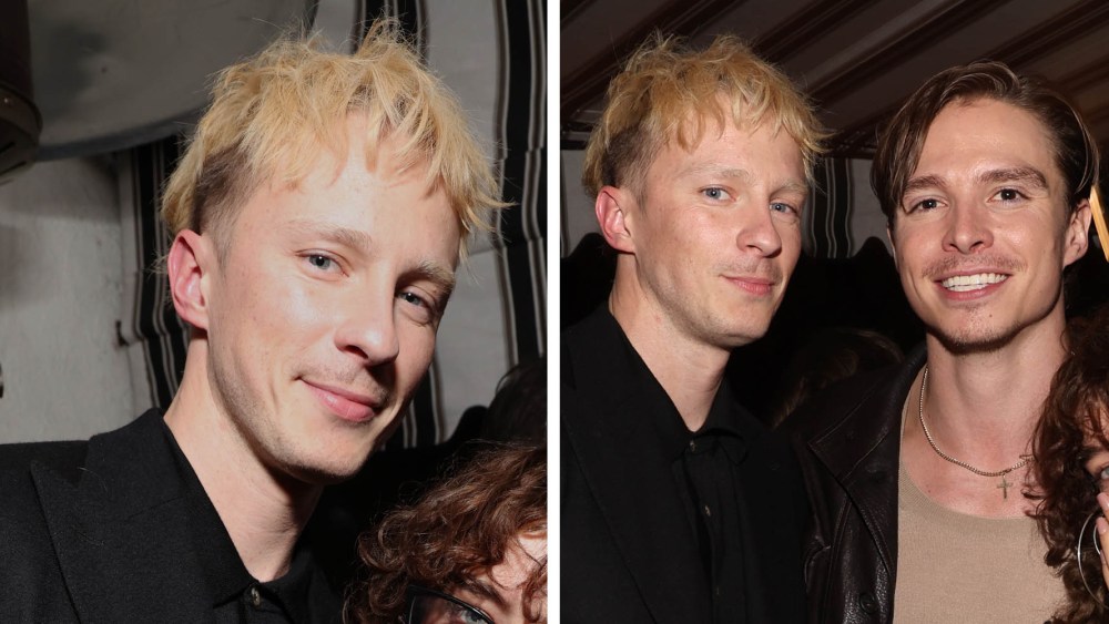 (L-R) Drew Starkey with blond hair and eyebrows, Nicholas Alexander Chavez and guest attend W Magazine's annual Best Performances party at Chateau Marmont on Jan. 4, 2025 in Los Angeles.