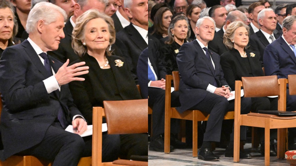 U.S. Former President Bill Clinton and former Secretary of State Hillary Clinton during the State Funeral Service for former U.S. President Jimmy Carter at the Washington National Cathedral in Washington, D.C., on Jan. 9.