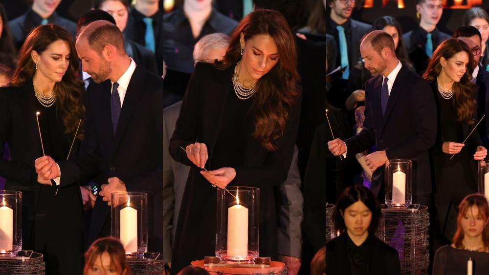 LONDON, ENGLAND - JANUARY 27: Catherine, Princess of Wales lights a candle during a ceremony commemorating Holocaust Memorial Day on January 27, 2025 in London, England. Prime Minister Keir Starmer and Prince William were among the British officials and celebrities who marked Holocaust Memorial Day and the 80th anniversary of the liberation of Auschwitz-Birkenau during World War II. (Photo by Dan Kitwood/Getty Images)