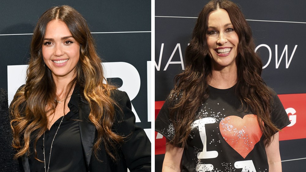 jessica alba, Alanis Morissette at FireAid Benefit Concert at Intuit Dome on January 30, 2025 in Los Angeles, California, red carpet