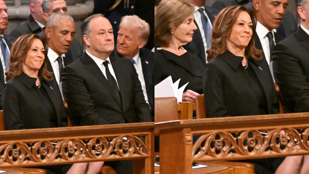 Bill Clinton, Hillary Clinton, George W. Bush, Laura Bush, Doug Emhoff, Kamala Harris, Donald Trump and  Melania Trump at the State Funeral Service for former US President Jimmy Carter at the Washington National Cathedral in Washington, D.C., on Jan. 9.