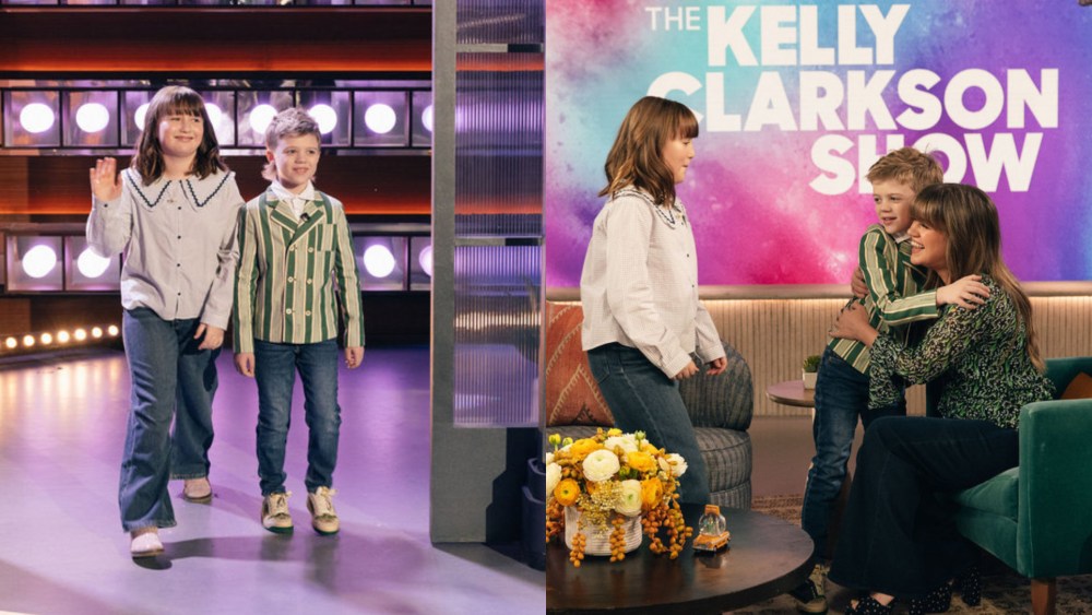 River Blackstock, left, and Remington Blackstock on The Kelly Clarkson Show on Jan. 8 in New York City.