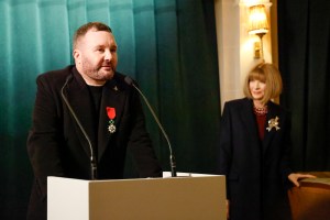 Kim Jones, Anna Wintour at the Kim Jones Legion of Honor Ceremony held at Chez Laurent on January 24, 2025 in Paris, France.
