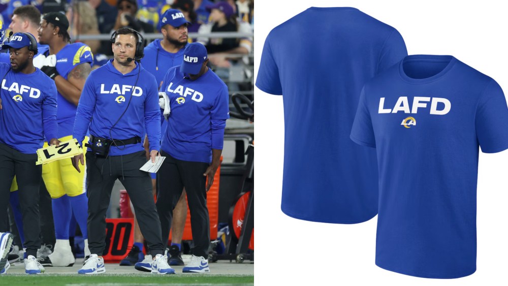 The Los Angeles Rams during the NFC Wild Card Playoff at State Farm Stadium on Jan. 13 in Glendale, Ariz, lafd hats