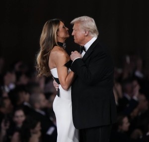 WASHINGTON, DC - JANUARY 20: President Donald Trump dances with wife Melania at the Commander and Chief Ball on January 20, 2025 in Washington, DC.  President Trump attends some of the inaugural balls after taking the oath as the 47th president. (Photo by Andrew Harnik/Getty Images)