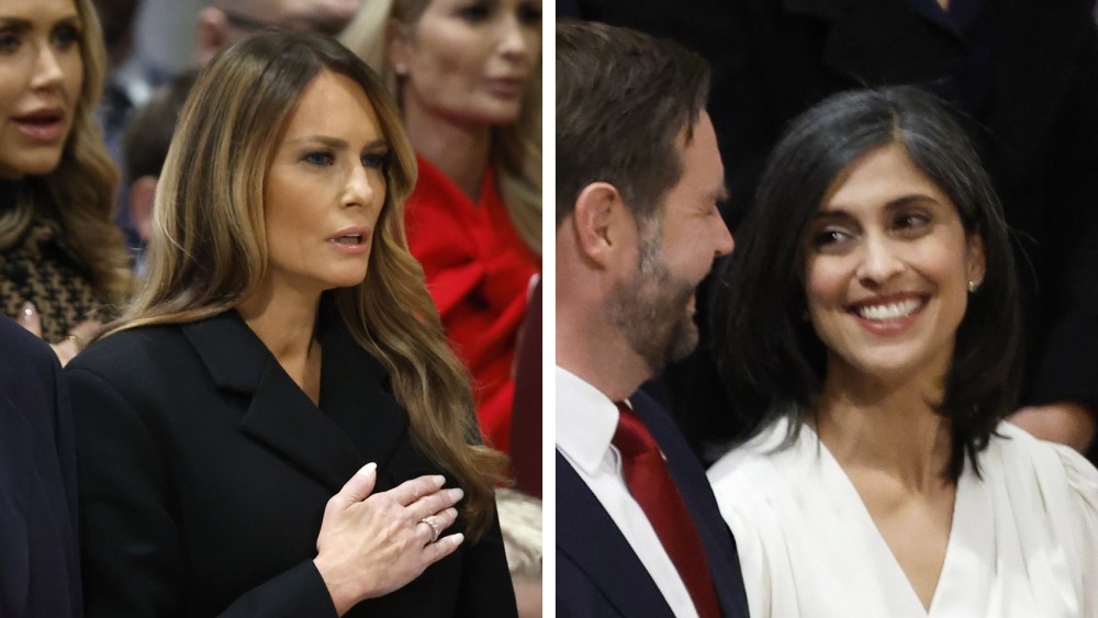 (L-R) U.S. President Donald Trump salutes as he attends the National Prayer Service at Washington National Cathedral on Jan. 21, 2025, in Washington, D.C. 