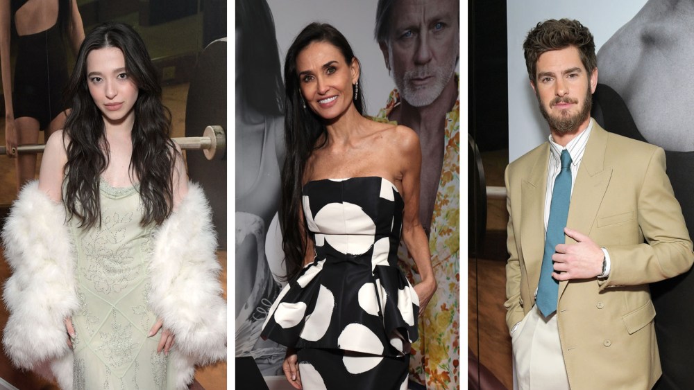 (L-R): Mikey Madison, Demi Moore and Andrew Garfield attend W Magazine's Annual Best Performances Party at Chateau Marmont on January 04, 2025 in Los Angeles, California.