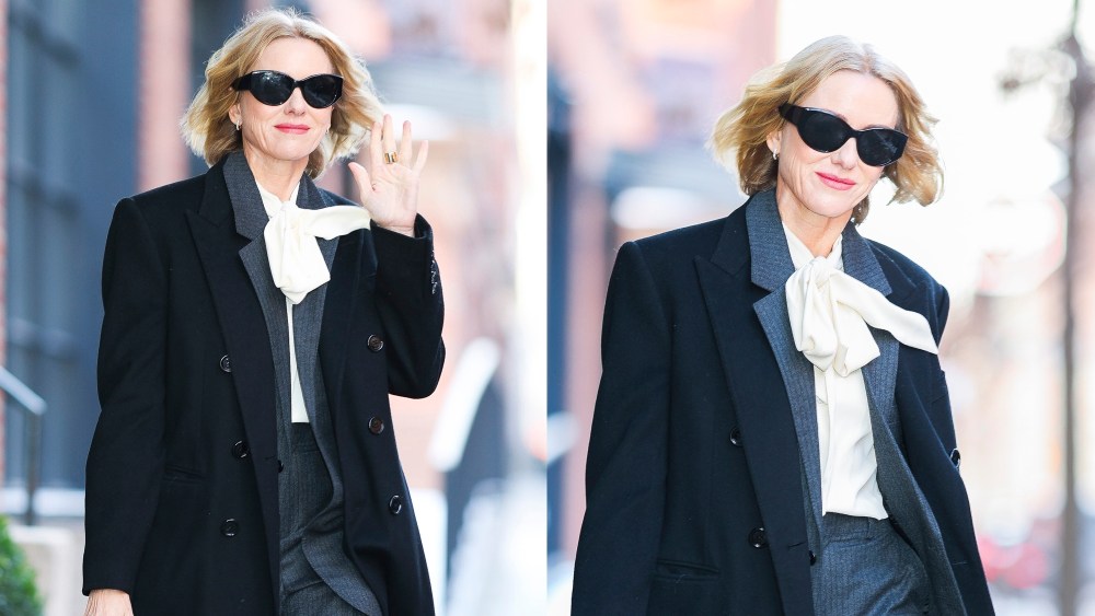 Naomi Watts Suits Up in Celine Pinstripes for ‘Dare I Say It’ Menopause Book Promo Tour