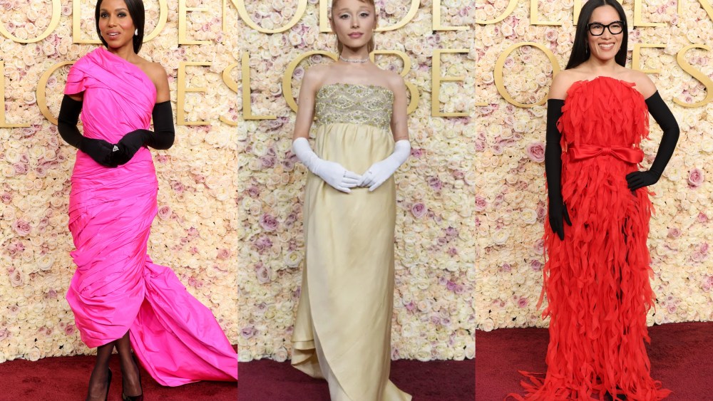 Celebrities wearing opera gloves at the 82nd Annual Golden Globe Awards.